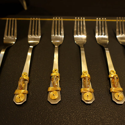 Amber Swarovski Dinner Forks